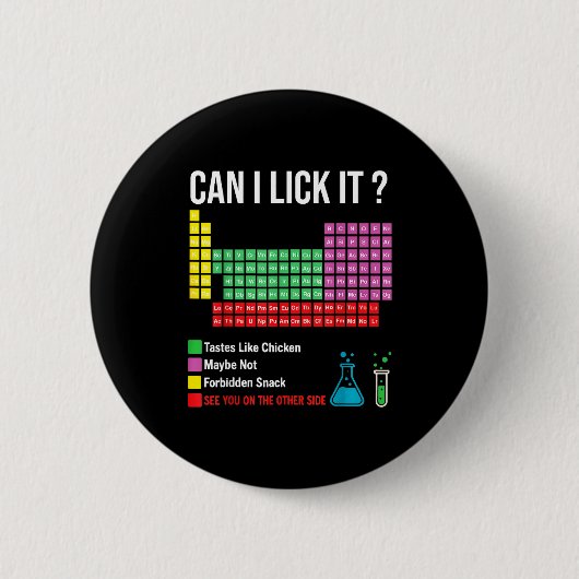 Can I Lick It Periodic Table Chart Science Teacher 缶バッジ (正面)