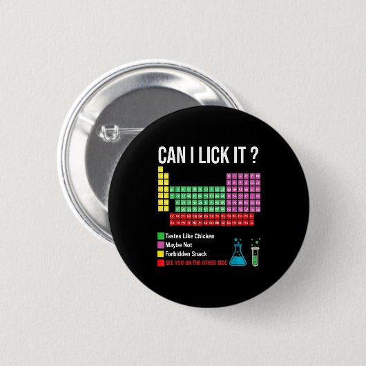 Can I Lick It Periodic Table Chart Science Teacher 缶バッジ (正面&裏面)