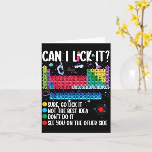 Can I Lick It Periodic Table Funny Science Chemist カード (黄色い花)