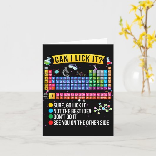 Can I Lick It Periodic Table Funny Science Chemist カード (黄色い花)