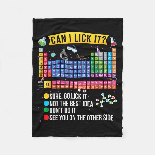Can I Lick It Periodic Table Funny Science Chemist フリースブランケット (正面)