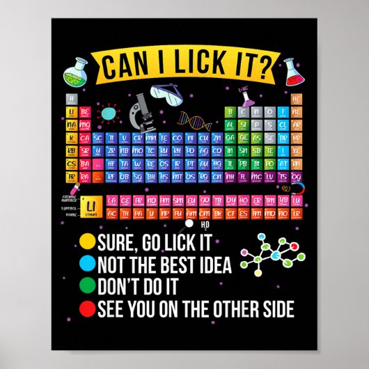 Can I Lick It Periodic Table Funny Science Chemist ポスター (正面)