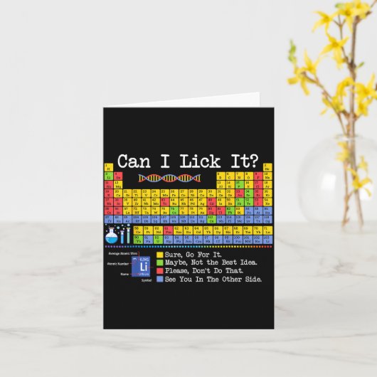 Can I Lick It Periodic Table Funny Science Teacher カード (黄色い花)