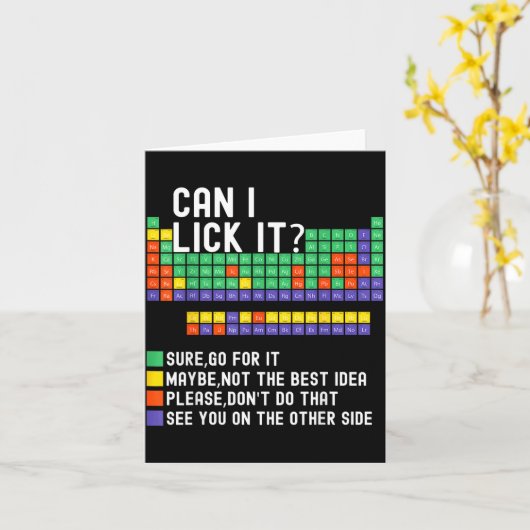 Can I Lick It Periodic Table Funny Science Teacher カード (黄色い花)