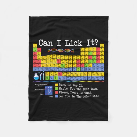 Can I Lick It Periodic Table Funny Science Teacher フリースブランケット (正面)