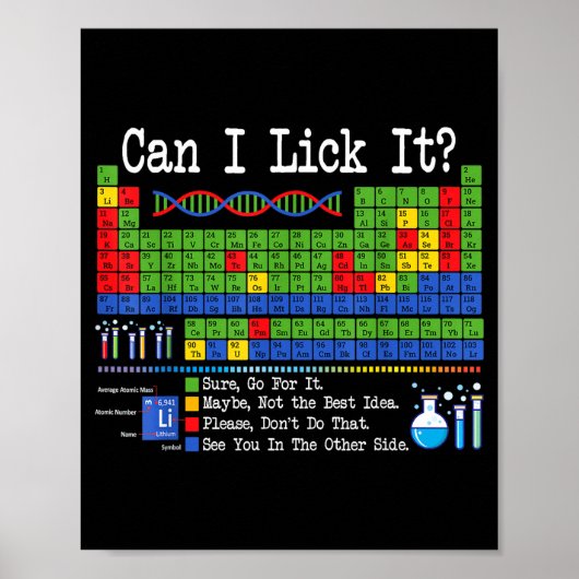 Can I Lick It Periodic Table Funny Science Teacher ポスター (正面)
