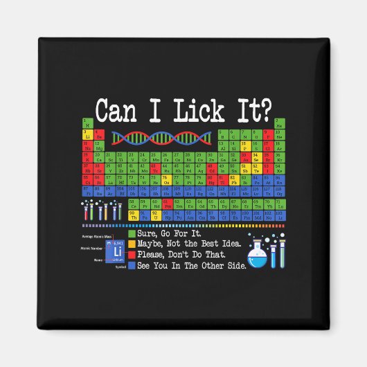 Can I Lick It Periodic Table Funny Science Teacher マグネット (正面)