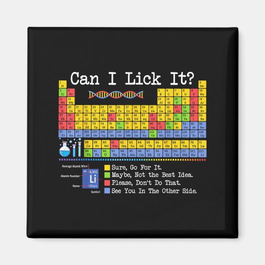 Can I Lick It Periodic Table Funny Science Teacher マグネット (正面)