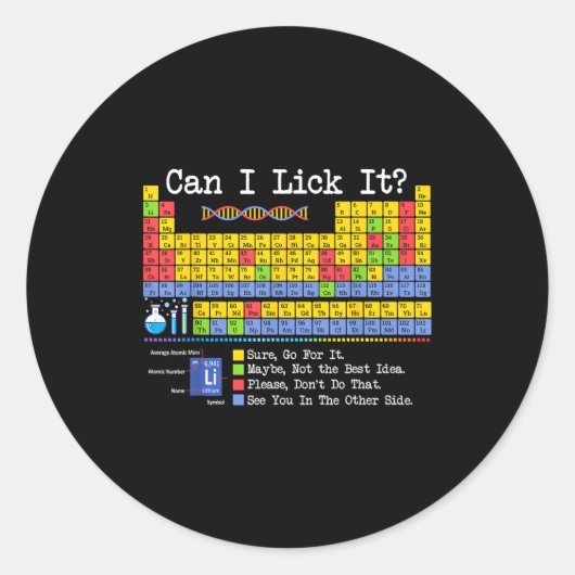 Can I Lick It Periodic Table Funny Science Teacher ラウンドシール (正面)