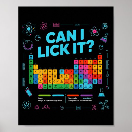 Can I Lick It Tee Funny Periodic Table Teacher Coo ポスター (正面)