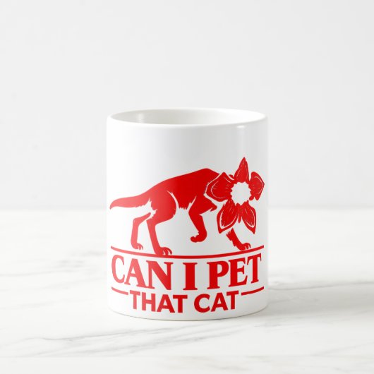 Can I Pet That Cat Demodog Stranger Meme Funny cat コーヒーマグカップ (中央)