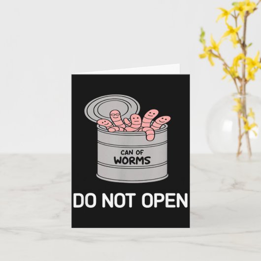 Can Of Worms Do Not Open, Funny, Jokes, Sarcastic  カード (黄色い花)