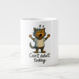 Can’t Adult Today Cat Coffee Mug – Funny Lazy Cat ジャンボコーヒーマグカップ