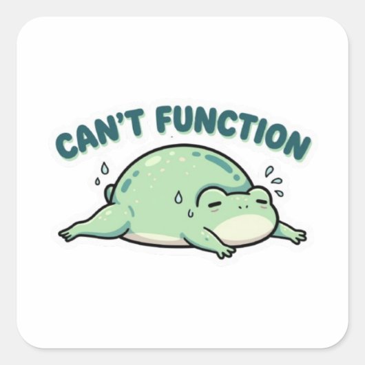 Can’t Function Frog Sticker Cute Exhausted Frog Fu スクエアシール (正面)