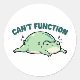 Can’t Function Frog Sticker Cute Exhausted Frog Fu ラウンドシール
