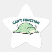 Can’t Function Frog Sticker Cute Exhausted Frog Fu 星シール (正面)