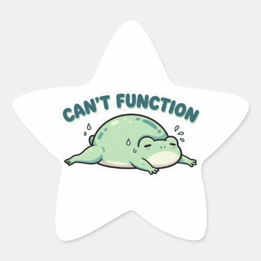 Can’t Function Frog Sticker Cute Exhausted Frog Fu 星シール (正面)