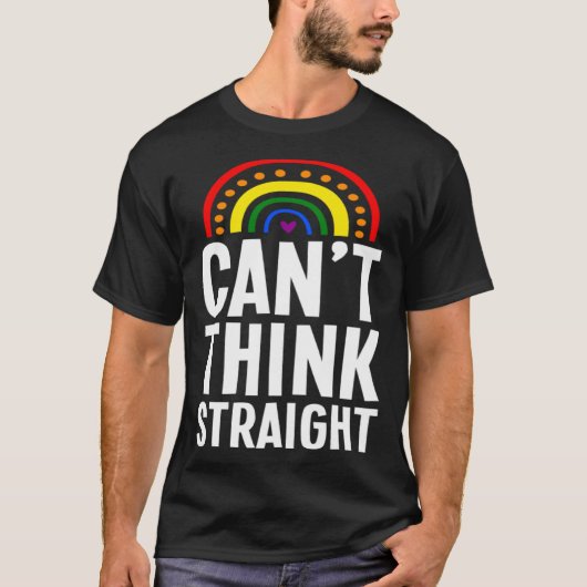 Can t Think Straight Bohemian Rainbow Gay Pride Mi Tシャツ (正面)