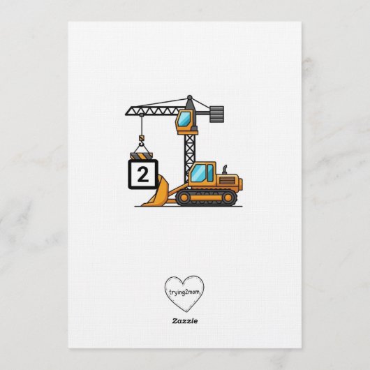 Can You Dig It, Construction 2nd Birthday 招待状 (裏面)