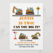 Can You Dig It, Construction 2nd Birthday 招待状 (正面)