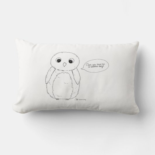 Can you read me a bedtime story? owl kudde. ランバークッション (正面)
