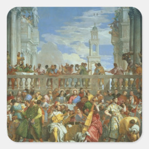 Cana、c.1562 (キャンバスの油)の結婚の饗宴 スクエアシール