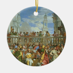 Cana、c.1562 (キャンバスの油)の結婚の饗宴 セラミックオーナメント