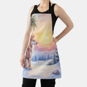 Canaan Dog Desert Stone Winter Christmas Art エプロン (インサイチュ)