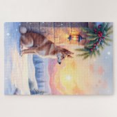 Canaan Dog Desert Stone Winter Christmas Art ジグソーパズル (横)