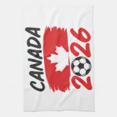Canada 2026 Soccer Fan Design with Maple Leaf キッチンタオル (縦)