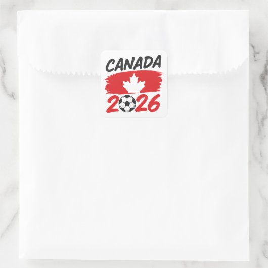 Canada 2026 Soccer Fan Design with Maple Leaf スクエアシール (バッグ)