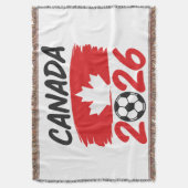 Canada 2026 Soccer Fan Design with Maple Leaf スローブランケット (正面縦)