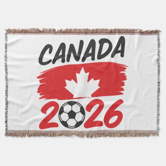 Canada 2026 Soccer Fan Design with Maple Leaf スローブランケット (正面)