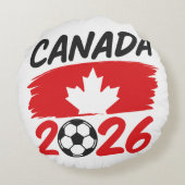 Canada 2026 Soccer Fan Design with Maple Leaf ラウンドクッション (裏面)