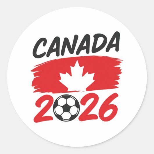 Canada 2026 Soccer Fan Design with Maple Leaf ラウンドシール (正面)
