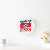 Canada 2026 Soccer Fan Design with Maple Leaf ラウンド壁時計 (ホーム)