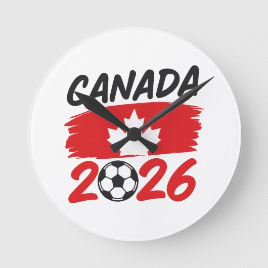 Canada 2026 Soccer Fan Design with Maple Leaf ラウンド壁時計 (正面)
