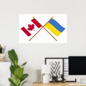 Canada and Ukraine Crossed Flags ポスター (ホームオフィス)