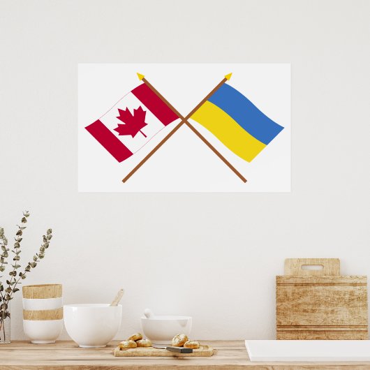 Canada and Ukraine Crossed Flags ポスター (キッチン)