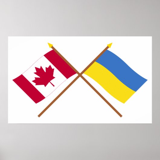 Canada and Ukraine Crossed Flags ポスター (正面)