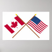 Canada and United States Crossed Flags ポスター (正面)
