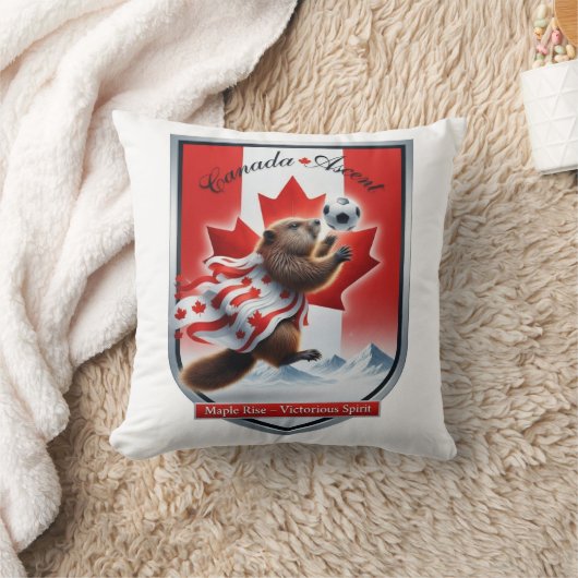 Canada Beaver Emblem Soccer Cup T-Shirt , Gift クッション (ブランケット)