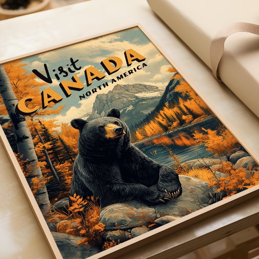Canada Black Bear Vintage Travel ポスター