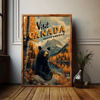Canada Black Bear Vintage Travel ポスター