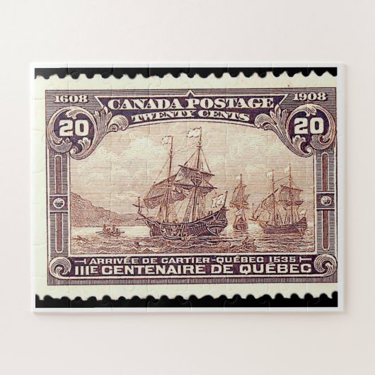 "Canada Cartier 1908 issue 20c Stamp" ジグソーパズル (横)