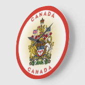 Canada Coat of Arms Circle Shape ラージ壁時計 (傾斜)