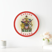 Canada Coat of Arms Circle Shape ラージ壁時計 (ホーム)