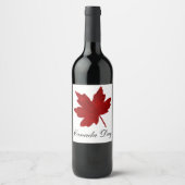 Canada Day Maple Leafまたはメッセージ ワインラベル (正面)