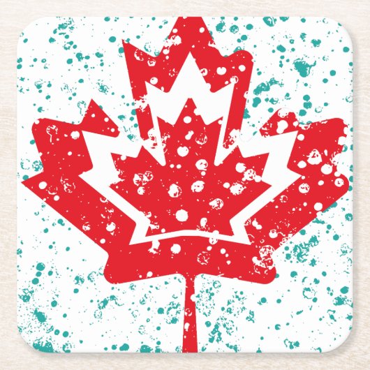 CANADA double RAIN EARTH MAPLE BY MASANSER PIXELAT スクエアペーパーコースター (正面)
