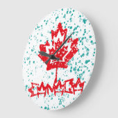 CANADA double RAIN EARTH MAPLE BY MASANSER PIXELAT ラージ壁時計 (傾斜)